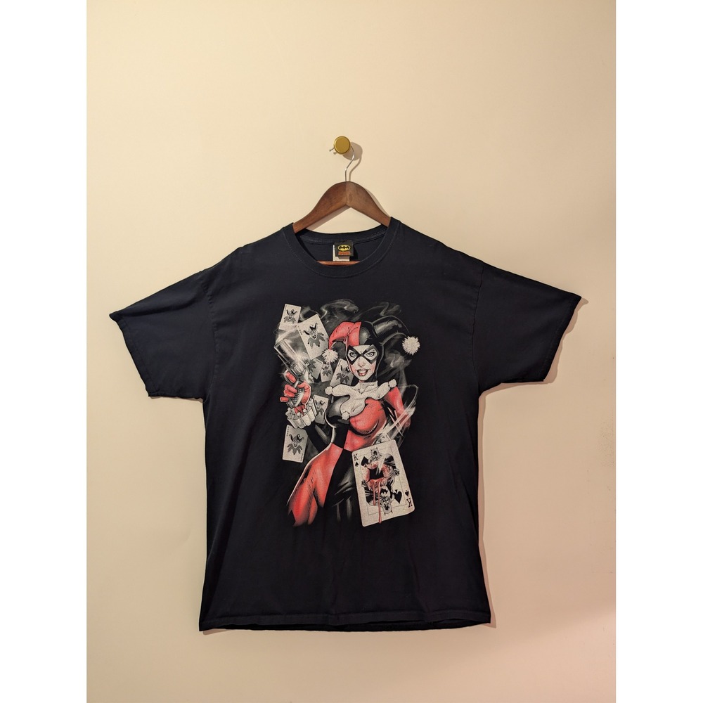 Batman Harley Quinn Graphic T-Shirt Mens XL Black Excellent DC Comics Joker Tee